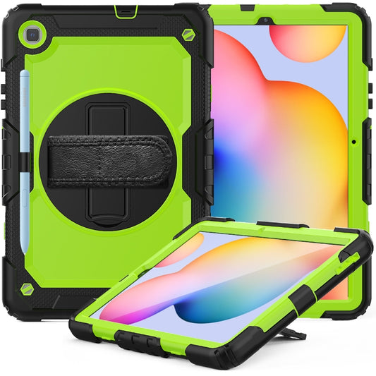 For Samsung Galaxy Tab S6 Lite P610 Shockproof Colorful Silicone + PC Protective Case with Holder & Shoulder Strap & Hand Strap & Pen Slot(Black Yellow Green) - Tab S6 Lite P610 / P615 by buy2fix | Online Shopping UK | buy2fix