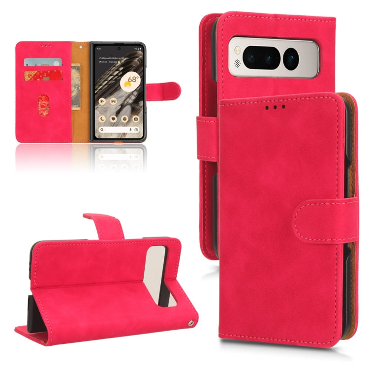 For Google Pixel Fold Skin Feel Magnetic Flip Leather Phone Case(Rose Red) - Google Cases by buy2fix | Online Shopping UK | buy2fix