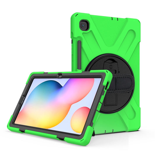 For Samsung Galaxy Tab S6 Lite P610 Shockproof Colorful Silicone + PC Protective Case with Holder & Shoulder Strap & Hand Strap & Pen Slot(Green) - Tab S6 Lite P610 / P615 by buy2fix | Online Shopping UK | buy2fix