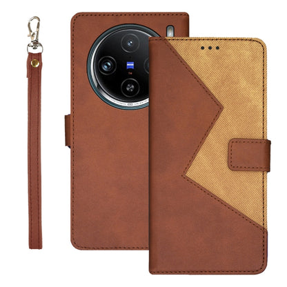 For vivo X100 Pro idewei Two-color Splicing Leather Phone Case(Brown) - X100 Pro Cases by idewei | Online Shopping UK | buy2fix