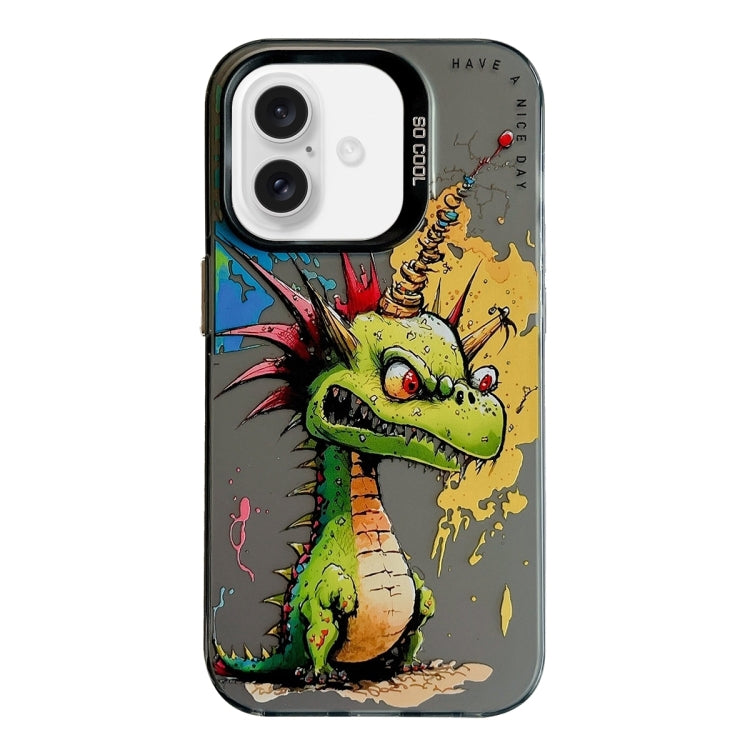 For iPhone 16 Plus Animal Pattern Oil Painting Series PC + TPU Phone Case(Dragon) - iPhone 16 Plus Cases by buy2fix | Online Shopping UK | buy2fix