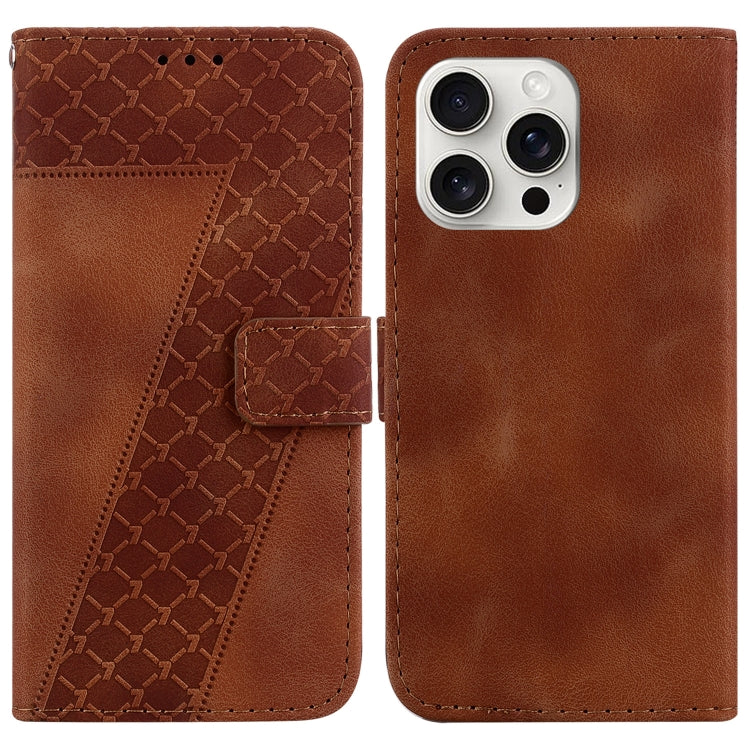 For iPhone 16 Pro Max Seven-shaped Embossed Leather Phone Case(Brown) - iPhone 16 Pro Max Cases by buy2fix | Online Shopping UK | buy2fix