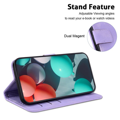 For OnePlus 11 Seven-shaped Embossed Leather Phone Case(Purple) - OnePlus Cases by buy2fix | Online Shopping UK | buy2fix