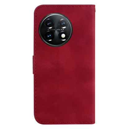 For OnePlus 11 Seven-shaped Embossed Leather Phone Case(Red) - OnePlus Cases by buy2fix | Online Shopping UK | buy2fix