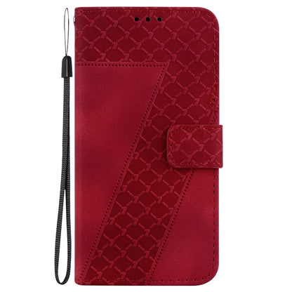 For Google Pixel 9 Pro 7-shaped Embossed Leather Phone Case(Red) - Google Cases by buy2fix | Online Shopping UK | buy2fix