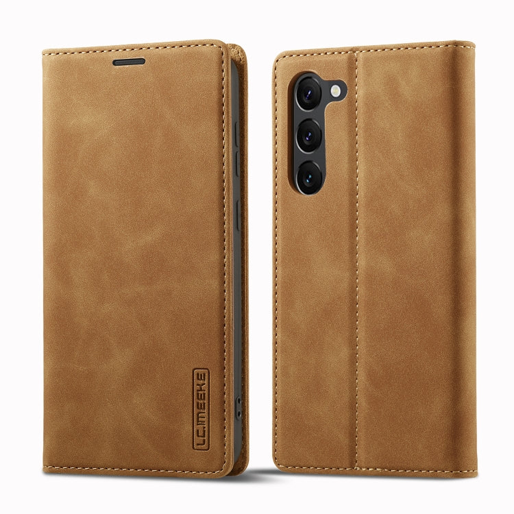 For Samsung Galaxy S24 5G LC.IMEEKE Strong Magnetism Microfiber Leather Phone Case(Brown) - Galaxy S24 5G Cases by LC.IMEEKE | Online Shopping UK | buy2fix