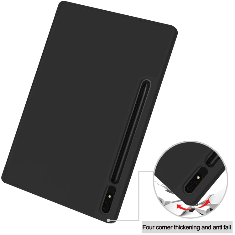 For Samsung Galaxy Tab S9+ 3-Fold Pure Color TPU Smart Leather Tablet Case with Pen Slot(Black) - Galaxy Tab S9+ Cases by buy2fix | Online Shopping UK | buy2fix