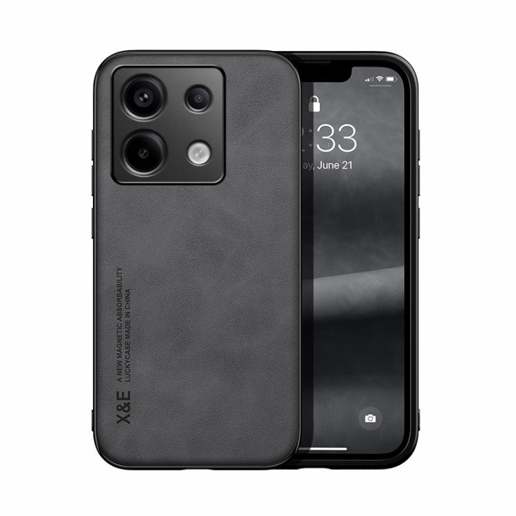 For Xiaomi Redmi Note 13 Pro 5G Skin Feel Magnetic Leather Back Phone Case(Dark Grey) - Note 13 Pro Cases by buy2fix | Online Shopping UK | buy2fix