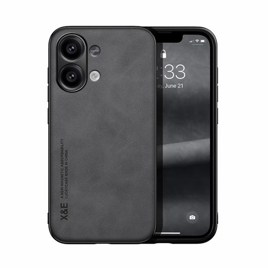 For Xiaomi Redmi Note 13 4G Skin Feel Magnetic Leather Back Phone Case(Dark Grey) - Note 13 Cases by buy2fix | Online Shopping UK | buy2fix