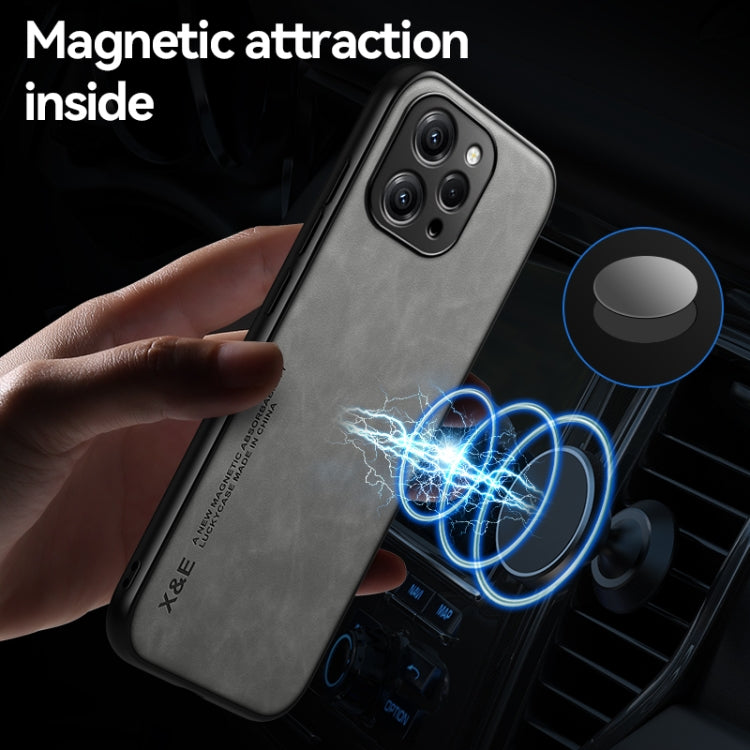 For Xiaomi Redmi 13C Skin Feel Magnetic Leather Back Phone Case(Dark Grey) - 13C Cases by buy2fix | Online Shopping UK | buy2fix