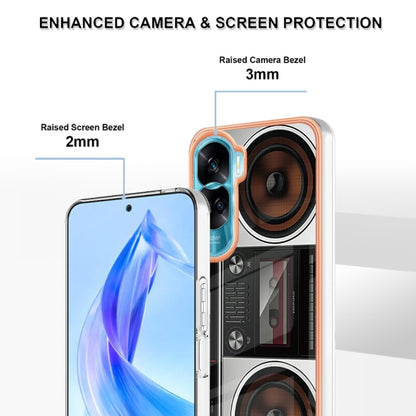 For Honor 90 Lite 5G Electroplating Marble Dual-side IMD Phone Case(Retro Radio) - Honor Cases by buy2fix | Online Shopping UK | buy2fix