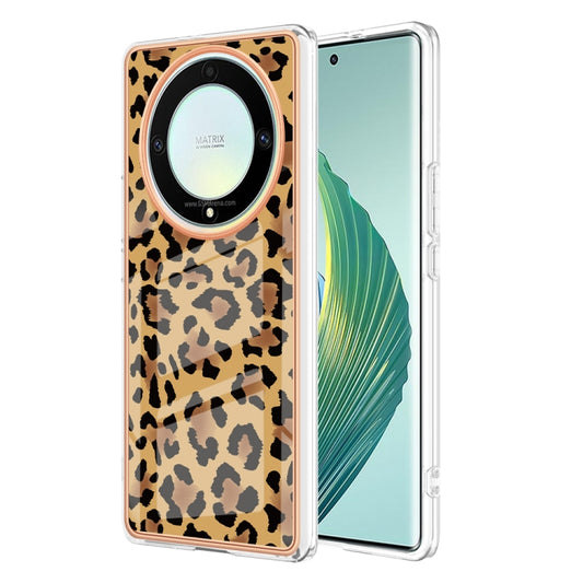 For Honor X9a / Magic5 Lite Electroplating Marble Dual-side IMD Phone Case(Leopard Print) - Honor Cases by buy2fix | Online Shopping UK | buy2fix