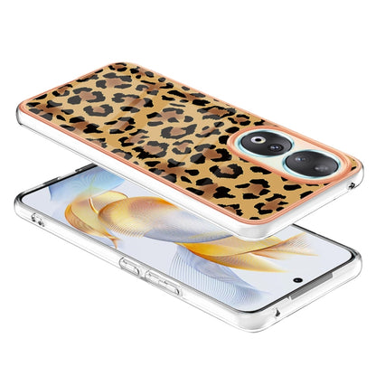 For Honor 90 5G Electroplating Marble Dual-side IMD Phone Case(Leopard Print) - Honor Cases by buy2fix | Online Shopping UK | buy2fix