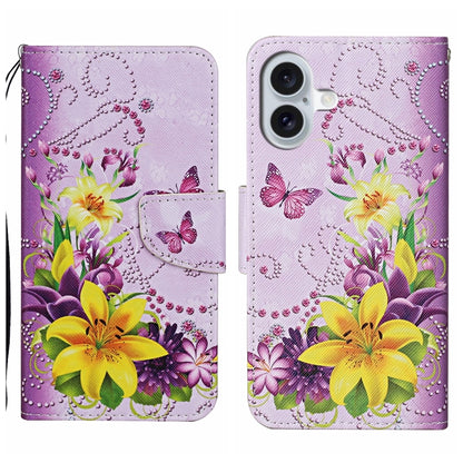 For iPhone 16 Plus 3D Colored Drawing Flip Leather Phone Case(Yellow Flowers) - iPhone 16 Plus Cases by buy2fix | Online Shopping UK | buy2fix