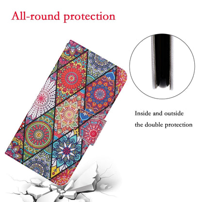 For iPhone 16 3D Colored Drawing Flip Leather Phone Case(Rhombus Totem) - iPhone 16 Cases by buy2fix | Online Shopping UK | buy2fix