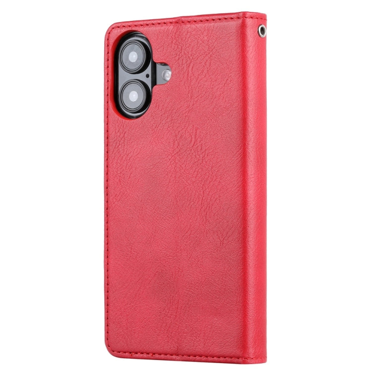 For iPhone 16 Plus Knead Skin Texture Flip Leather Phone Case(Red) - iPhone 16 Plus Cases by buy2fix | Online Shopping UK | buy2fix