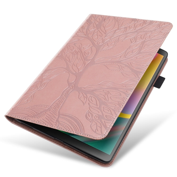 For Samsung Galaxy Tab S9 Ultra Life Tree Series Horizontal Flip Leather Tablet Case(Rose Gold) - Galaxy Tab S9 Ultra Cases by buy2fix | Online Shopping UK | buy2fix