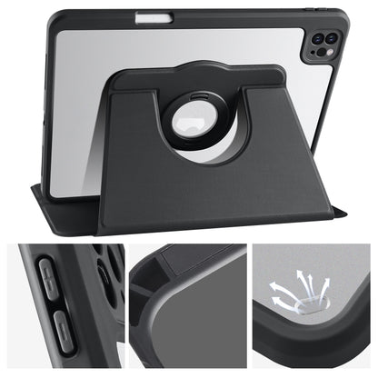 For iPad Pro 11 2024 Acrylic 360 Rotation Detachable Leather Tablet Case(Black) - iPad Pro 11 2024 Cases by buy2fix | Online Shopping UK | buy2fix