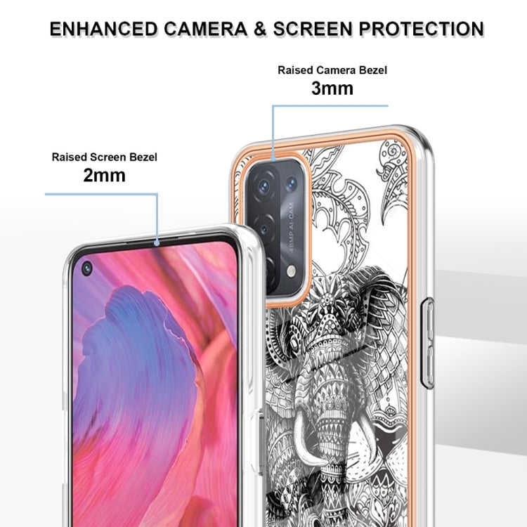 For OPPO A74 / A93 5G / A54 5G / A93s 5G Electroplating Marble Dual-side IMD Phone Case(Totem Elephant) - OPPO Cases by buy2fix | Online Shopping UK | buy2fix