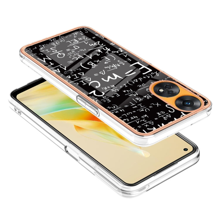 For OPPO Reno8 T 4G Electroplating Marble Dual-side IMD Phone Case(Equation) - OPPO Cases by buy2fix | Online Shopping UK | buy2fix