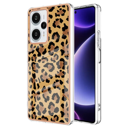 For Xiaomi Poco F5 / Redmi Note 12 Turbo Electroplating Marble Dual-side IMD Phone Case(Leopard Print) - Xiaomi Cases by buy2fix | Online Shopping UK | buy2fix