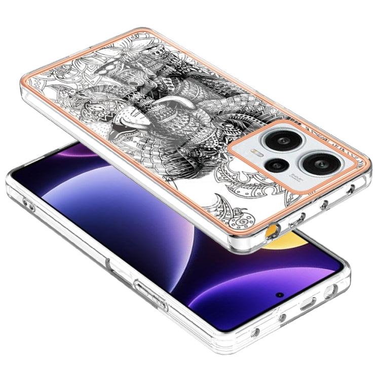 For Xiaomi Poco F5 / Redmi Note 12 Turbo Electroplating Marble Dual-side IMD Phone Case(Totem Elephant) - Xiaomi Cases by buy2fix | Online Shopping UK | buy2fix