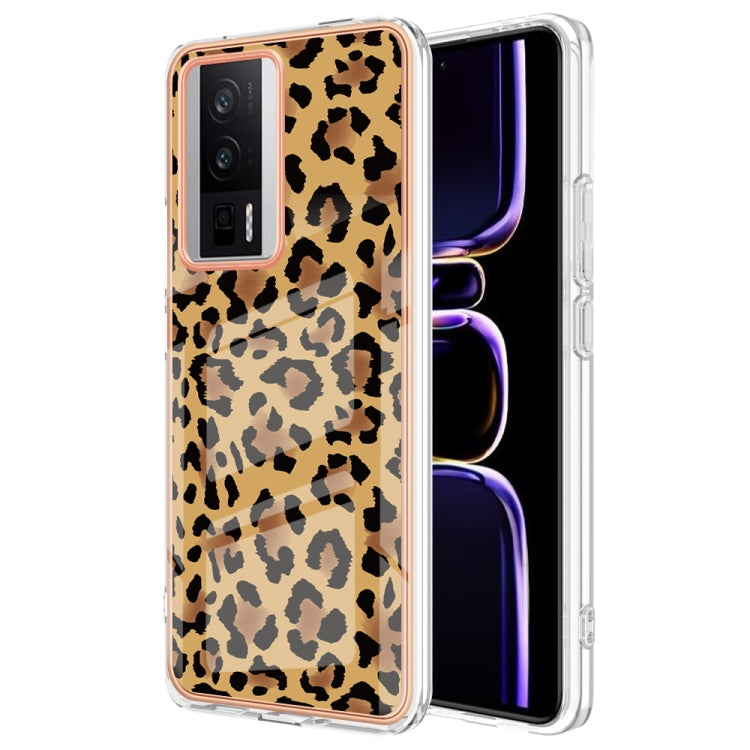 For Xiaomi Poco F5 Pro 5G / Redmi K60 Electroplating Marble Dual-side IMD Phone Case(Leopard Print) - Xiaomi Cases by buy2fix | Online Shopping UK | buy2fix