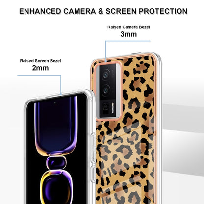 For Xiaomi Poco F5 Pro 5G / Redmi K60 Electroplating Marble Dual-side IMD Phone Case(Leopard Print) - Xiaomi Cases by buy2fix | Online Shopping UK | buy2fix