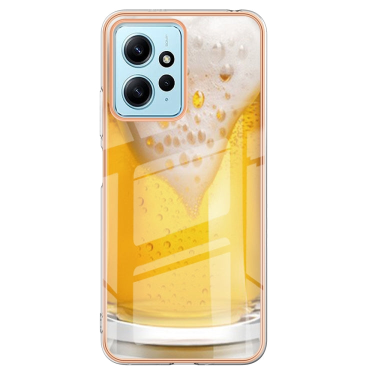 For Xiaomi Redmi Note 12 4G Electroplating Marble Dual-side IMD Phone Case(Draft Beer) - Xiaomi Cases by buy2fix | Online Shopping UK | buy2fix