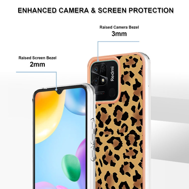 For Xiaomi Redmi 10C Electroplating Marble Dual-side IMD Phone Case(Leopard Print) - Xiaomi Cases by buy2fix | Online Shopping UK | buy2fix