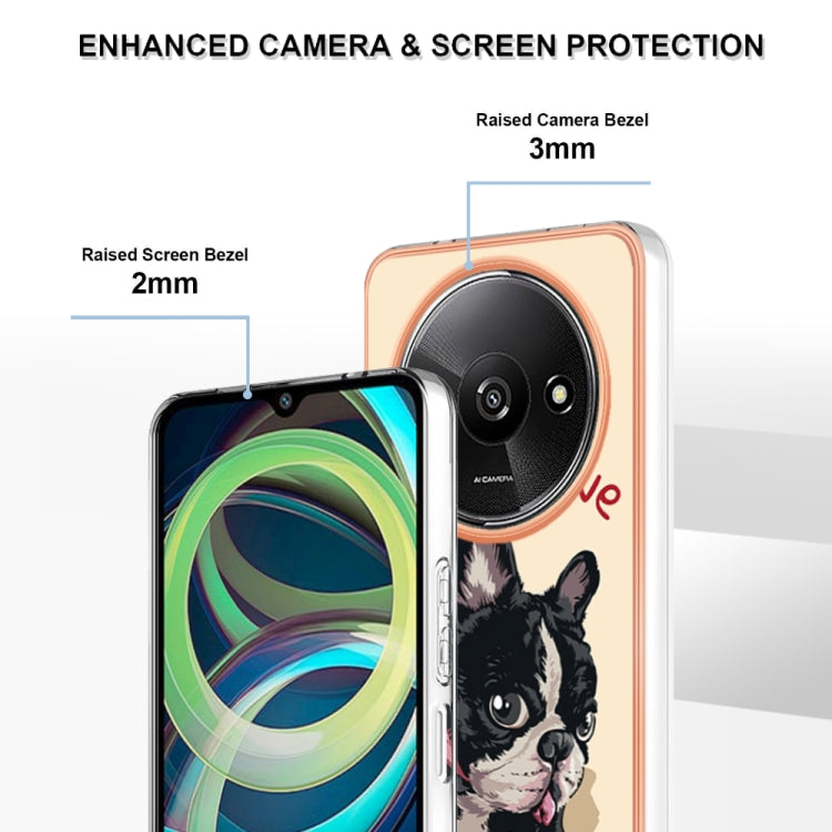 For Xiaomi Redmi A3 Electroplating Marble Dual-side IMD Phone Case(Lucky Dog) - Xiaomi Cases by buy2fix | Online Shopping UK | buy2fix