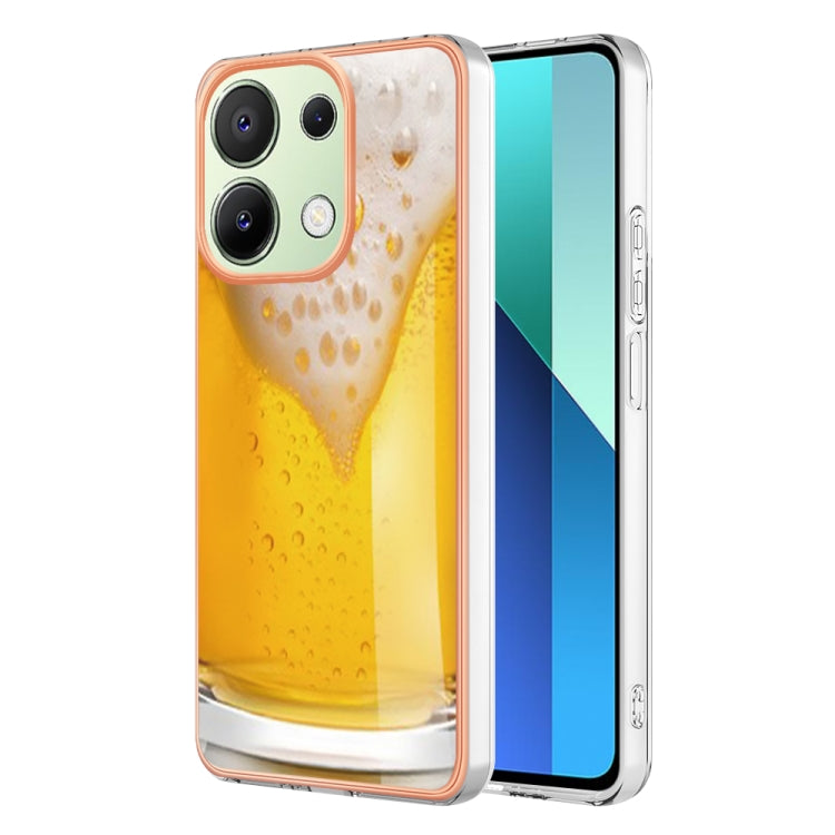 For Xiaomi Redmi Note 13 4G Global Electroplating Marble Dual-side IMD Phone Case(Draft Beer) - Note 13 Cases by buy2fix | Online Shopping UK | buy2fix