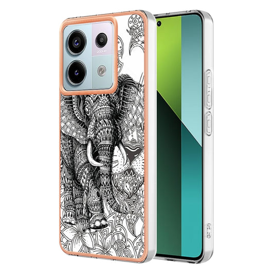 For Xiaomi Redmi Note 13 Pro 5G Global Electroplating Marble Dual-side IMD Phone Case(Totem Elephant) - Note 13 Pro Cases by buy2fix | Online Shopping UK | buy2fix