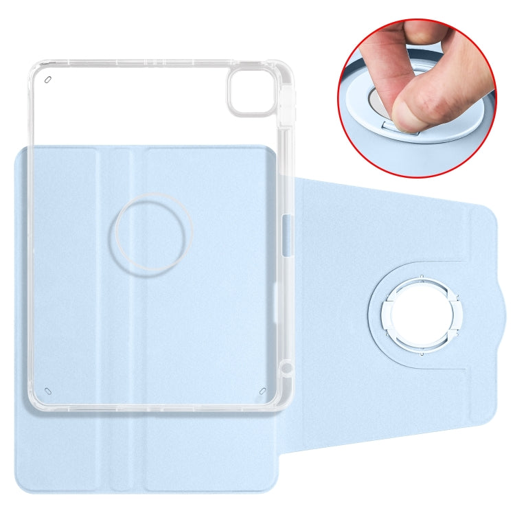 For iPad Pro 11 2024 Clear Acrylic 360 Rotation Detachable Leather Tablet Case(Ice Blue) - iPad Pro 11 2024 Cases by buy2fix | Online Shopping UK | buy2fix