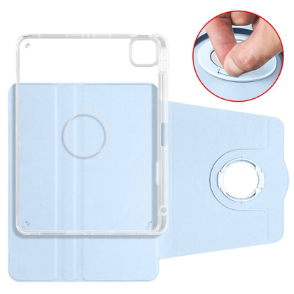 For iPad Pro 11 2024 Clear Acrylic 360 Rotation Detachable Leather Tablet Case(Ice Blue) - iPad Pro 11 2024 Cases by buy2fix | Online Shopping UK | buy2fix