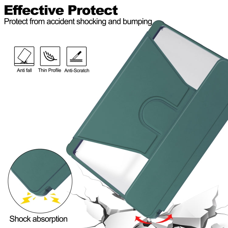 For Samsung Galaxy Tab S9 FE+ 360 Rotation Transparent Smart Leather Case with Keyboard(Dark Green) - Galaxy Tab S9 FE+ by buy2fix | Online Shopping UK | buy2fix