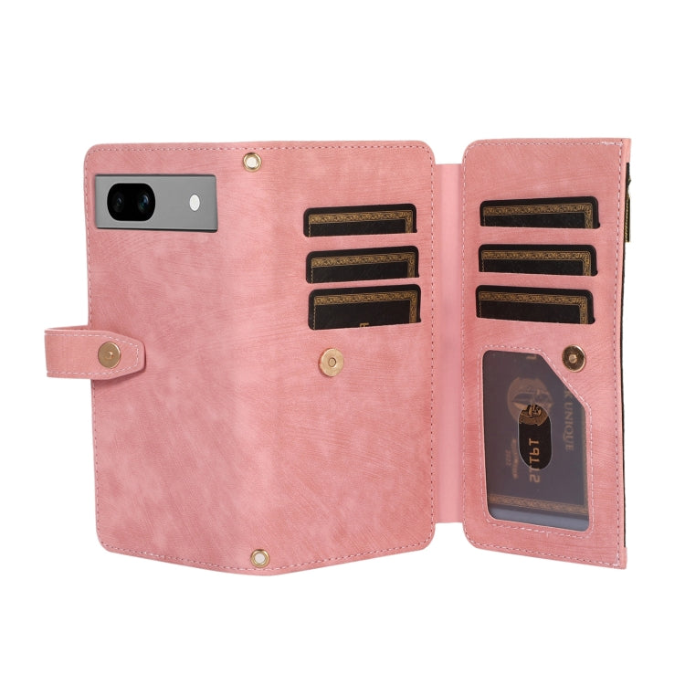 For Google Pixel 7a Dream 9-Card Wallet Zipper Bag Leather Phone Case(Pink) - Google Cases by buy2fix | Online Shopping UK | buy2fix