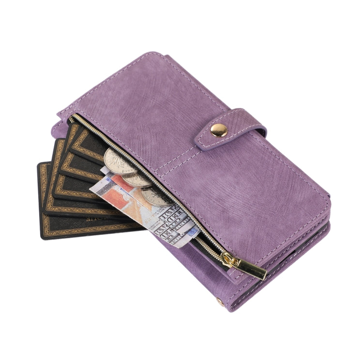 For Google Pixel 7a Dream 9-Card Wallet Zipper Bag Leather Phone Case(Purple) - Google Cases by buy2fix | Online Shopping UK | buy2fix