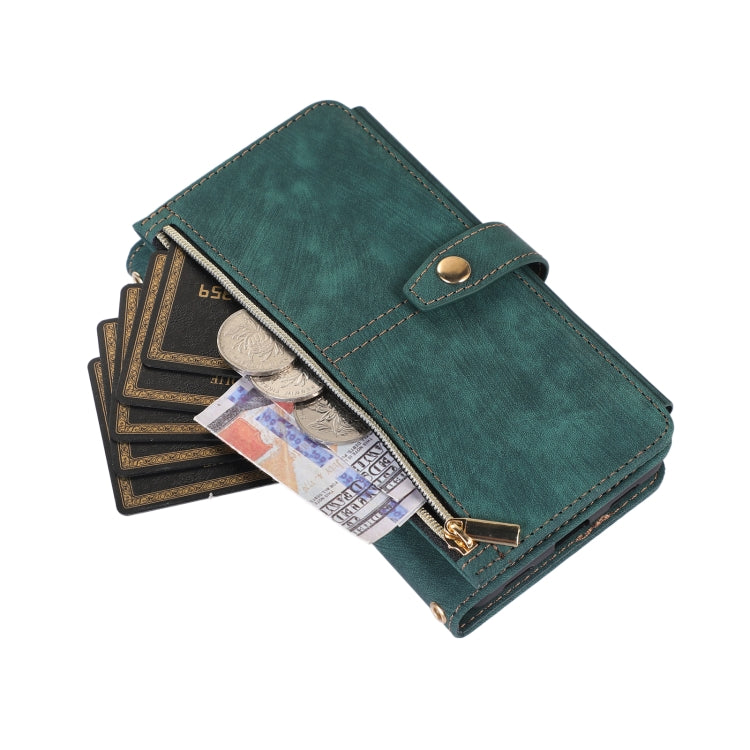 For Google Pixel 6a Dream 9-Card Wallet Zipper Bag Leather Phone Case(Green) - Google Cases by buy2fix | Online Shopping UK | buy2fix