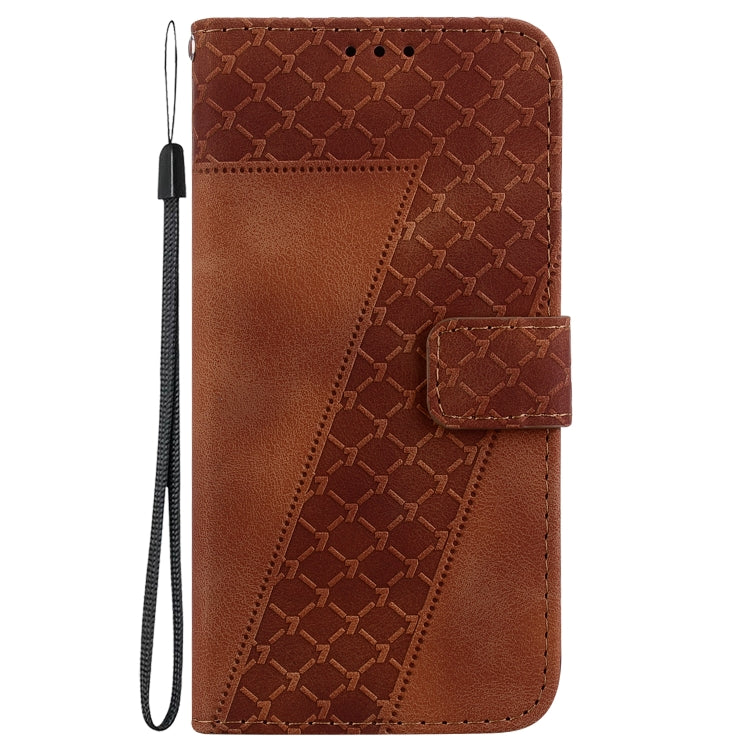 For Motorola Moto G Play 4G 2024 Seven-shaped Embossed Leather Phone Case(Brown) - Motorola Cases by buy2fix | Online Shopping UK | buy2fix