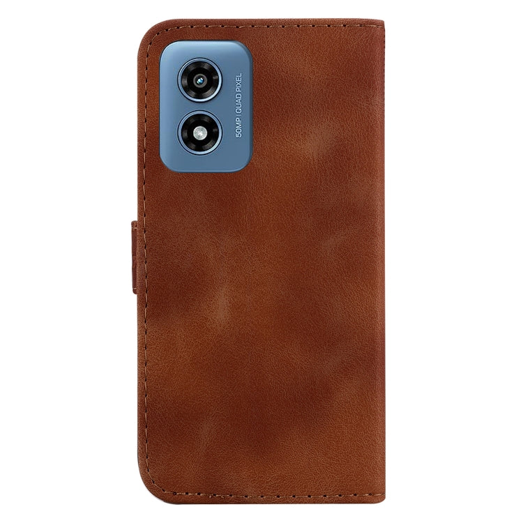 For Motorola Moto G Play 4G 2024 Seven-shaped Embossed Leather Phone Case(Brown) - Motorola Cases by buy2fix | Online Shopping UK | buy2fix