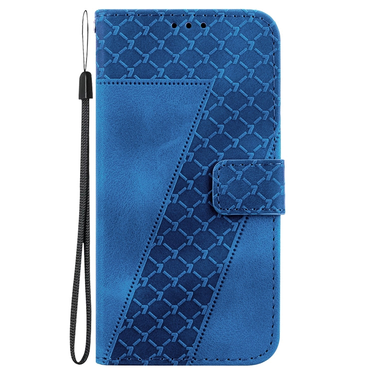 For Motorola Moto G Play 4G 2024 Seven-shaped Embossed Leather Phone Case(Blue) - Motorola Cases by buy2fix | Online Shopping UK | buy2fix