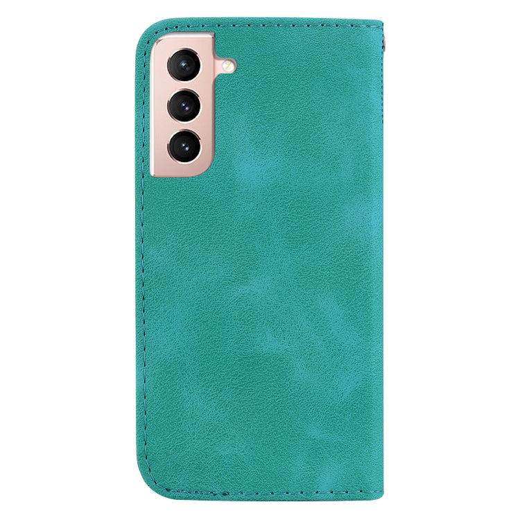 For Samsung Galaxy S21+ 5G 7-shaped Embossed Leather Phone Case(Green) - Galaxy S21+ 5G Cases by buy2fix | Online Shopping UK | buy2fix