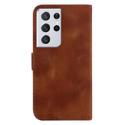 For Samsung Galaxy S21 Ultra 5G 7-shaped Embossed Leather Phone Case(Brown) - Galaxy S21 Ultra 5G Cases by buy2fix | Online Shopping UK | buy2fix