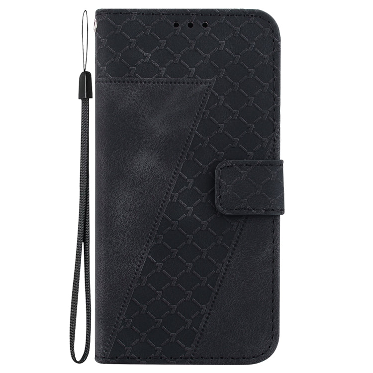 For Samsung Galaxy S22 5G 7-shaped Embossed Leather Phone Case(Black) - Galaxy S22 5G Cases by buy2fix | Online Shopping UK | buy2fix