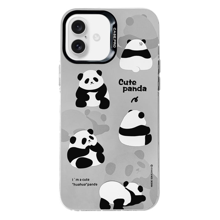 For iPhone 16 Electroplated Silver Series PC Protective Phone Case(Grey Panda) - iPhone 16 Cases by buy2fix | Online Shopping UK | buy2fix