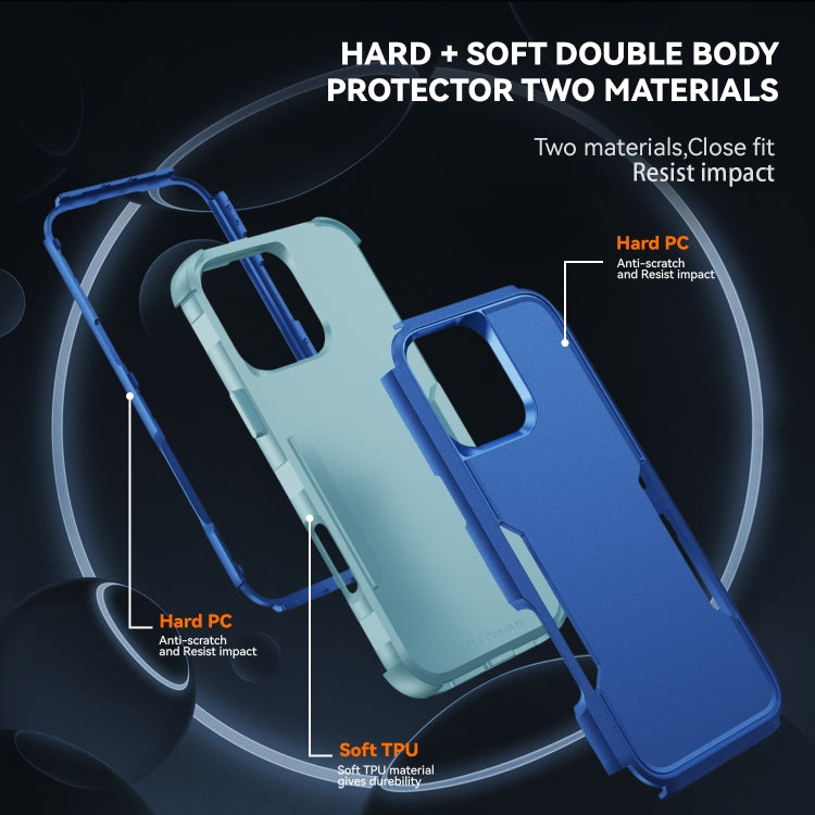 For iPhone 16 Pro Commuter Shockproof TPU + PC Phone Case(Royal Blue+Grey Green) - iPhone 16 Pro Cases by buy2fix | Online Shopping UK | buy2fix