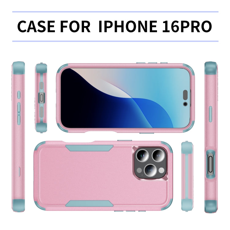 For iPhone 16 Pro Commuter Shockproof TPU + PC Phone Case(Pink+Grey Green) - iPhone 16 Pro Cases by buy2fix | Online Shopping UK | buy2fix