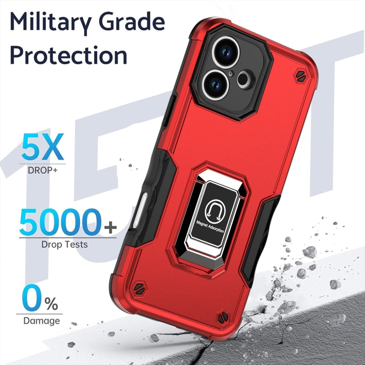 For iPhone 16 Ring Holder Non-slip Shockproof Armor Phone Case(Red) - iPhone 16 Cases by buy2fix | Online Shopping UK | buy2fix