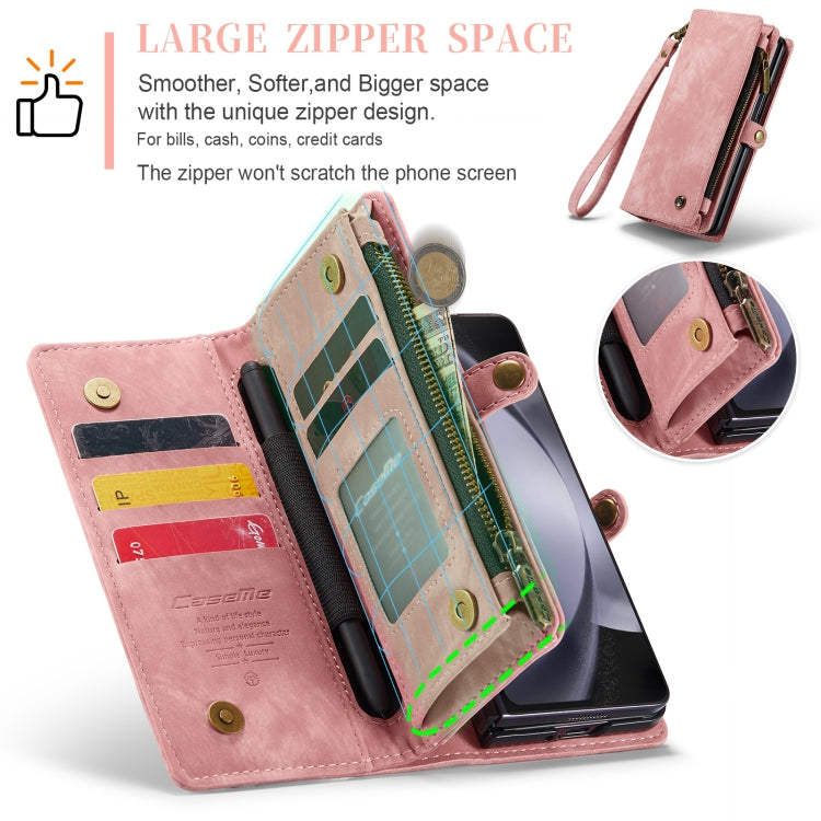 For Samsung Galaxy Z Fold5 CaseMe 008 Multifunctional Zipper Wallet Phone Leather Case(Pink) - Galaxy Z Fold5 Cases by CaseMe | Online Shopping UK | buy2fix